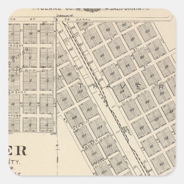 Traver, Tulare County Square Sticker (Front)