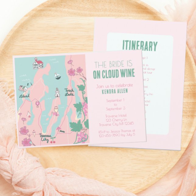 Traverse City Cloud Wine Bachelorette Party  Invitation (Creator Uploaded)