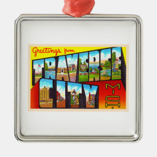 Traverse City Michigan MI Large Letter Postcard Metal Ornament