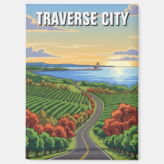 Traverse City Michigan Travel Magnet (Front)