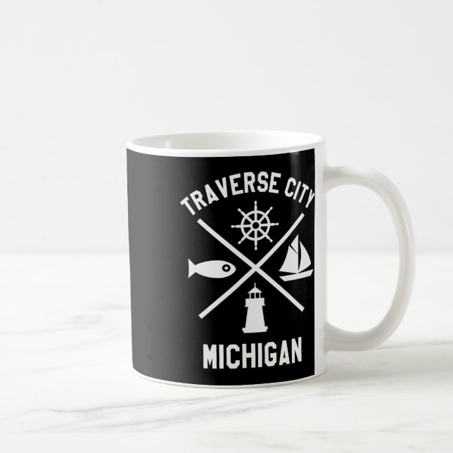 Traverse City Northern Michigan Tee Sailing Boatin Coffee Mug (Right)