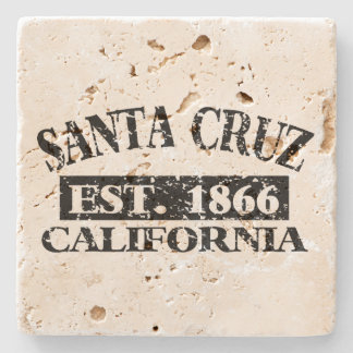 Travertine Stone Coaster with Santa Cruz imprint