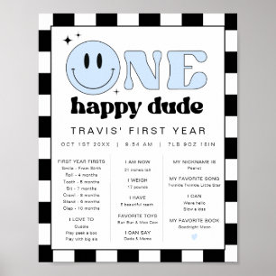 TRAVIS Happy Dude First Birthday Milestone Poster