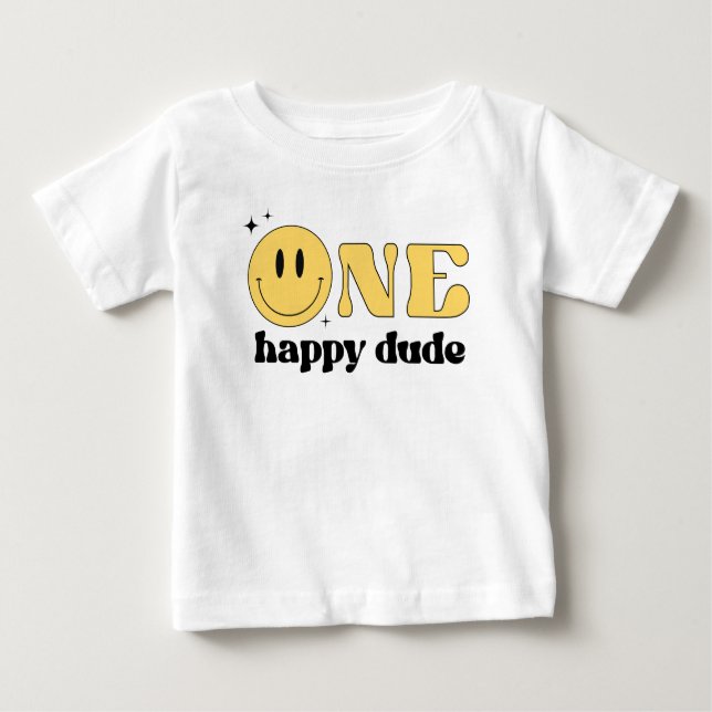 TRAVIS One Happy Dude Yellow Smile Face  Baby T-Shirt (Front)