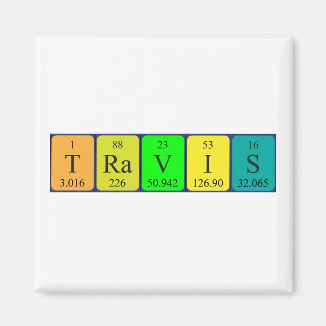 Travis periodic table name magnet (Front)