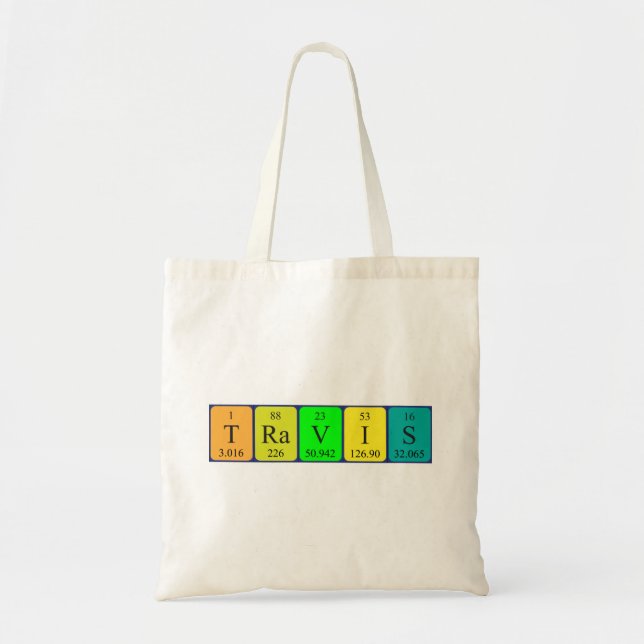 Travis periodic table name tote bag (Front)