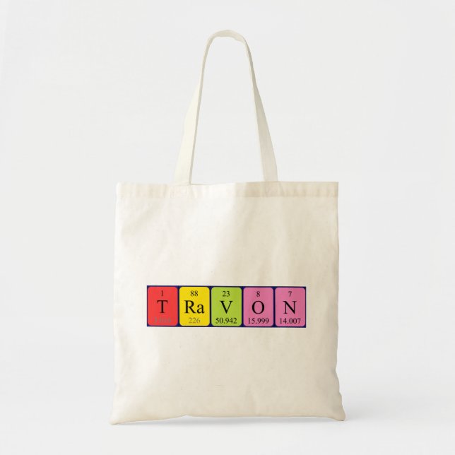 Travon periodic table name tote bag (Front)
