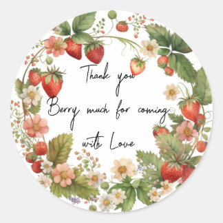 trawberry Thank you Berry Much Classic Round Sticker