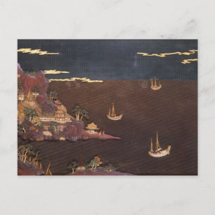 Tray with marine scene postcard