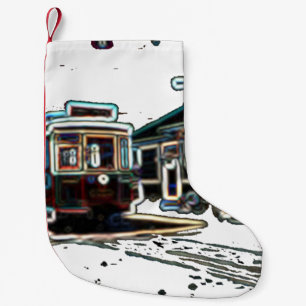 TRC Neon streetcar at stn Small Christmas Stocking