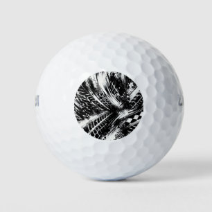 Tread & Chaos – Abstract Black-and-White Tire Trac Golf Balls