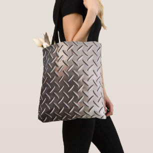 Tread Plate Metal Look All-Over Print Tote Bag