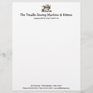 Treadle Sewing Machine & Kittens Letterhead Design