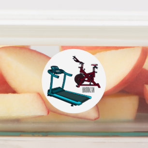 Treadmill & spinning bike cartoon illustration