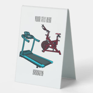 Treadmill & spinning bike cartoon illustration