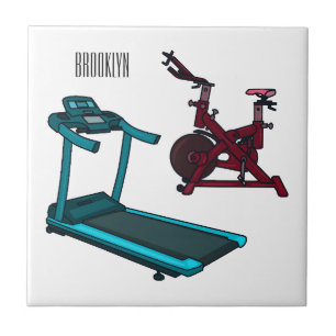 Treadmill & spinning bike cartoon illustration ceramic tile