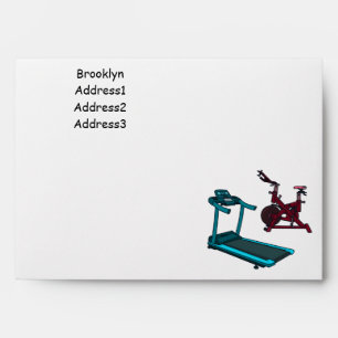 Treadmill & spinning bike cartoon illustration envelope
