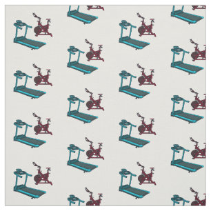 Treadmill & spinning bike cartoon illustration fabric