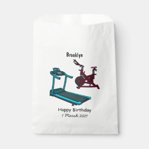 Treadmill & spinning bike cartoon illustration favour bag