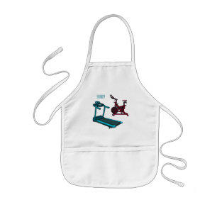 Treadmill & spinning bike cartoon illustration kids apron