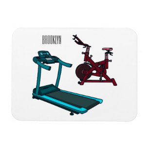 Treadmill & spinning bike cartoon illustration magnet