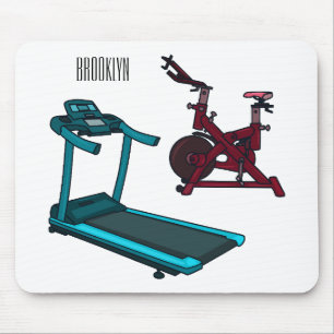 Treadmill & spinning bike cartoon illustration mouse pad