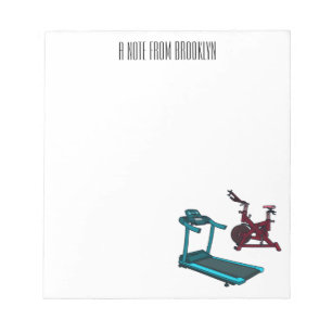 Treadmill & spinning bike cartoon illustration notepad