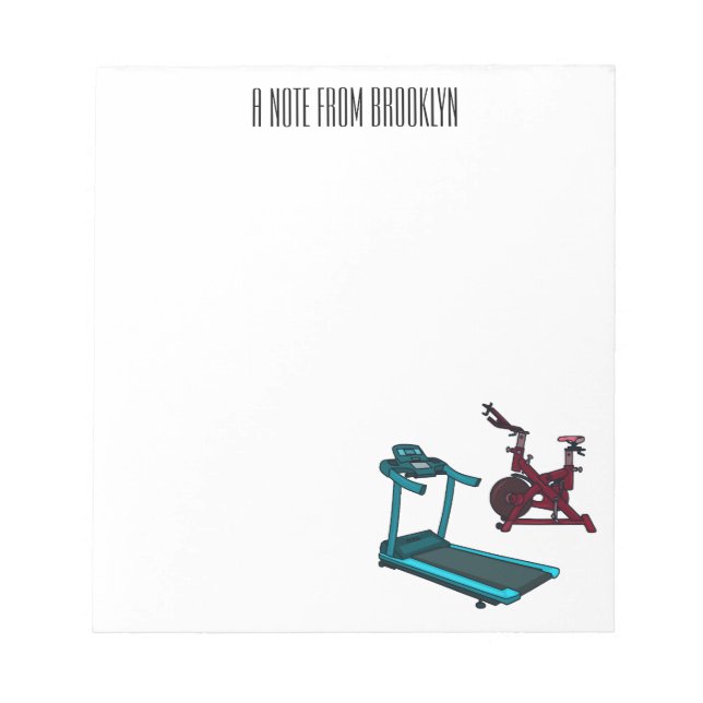 Treadmill & spinning bike cartoon illustration notepad (Front)