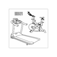 Treadmill & spinning bike cartoon illustration