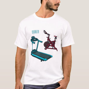 Treadmill & spinning bike cartoon illustration T-Shirt