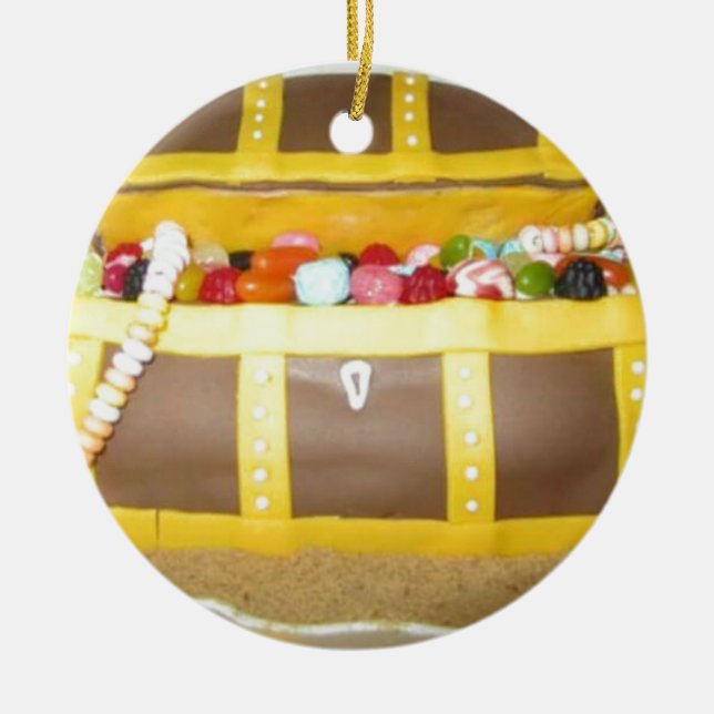 Treasure chest cake ceramic tree decoration (Front)