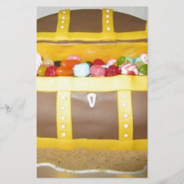 Treasure chest cake stationery (Front)