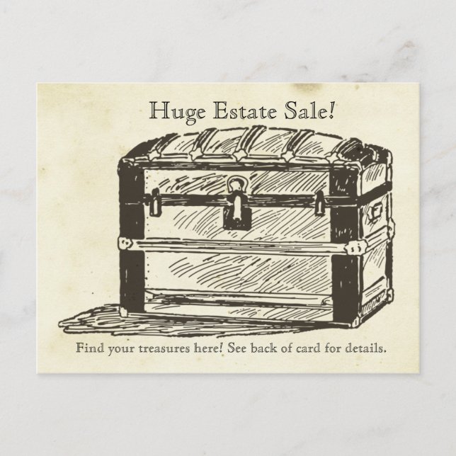 Treasure Chest Estate Sale Rummage Trunk Postcard (Front)
