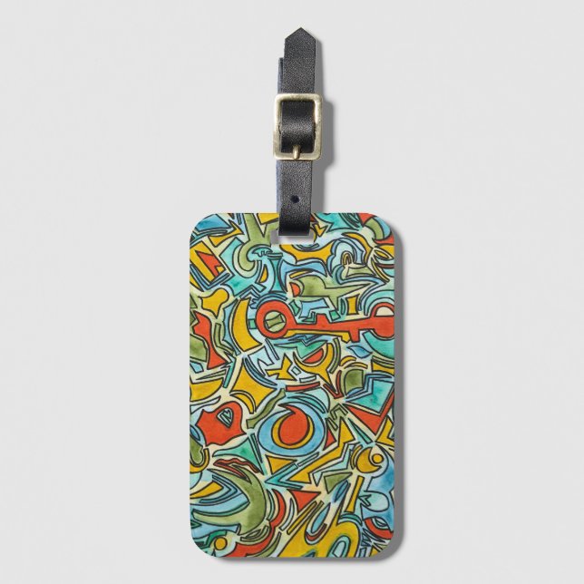 Treasure Chest-Hand Painted Abstract Art Luggage Tag (Front Vertical)