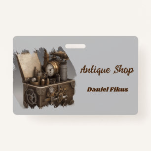 Treasure chest with gears ID badge