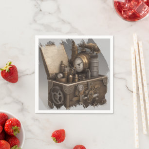 Treasure chest with gears napkin