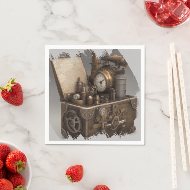 Treasure chest with gears napkin (Insitu)