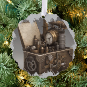 Treasure chest with gears tree decoration card