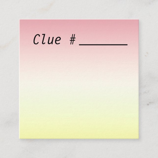 Treasure Hunt Clue Cards for Party 2.5" x 2.5" (Front)