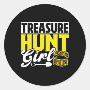 Treasure Hunt Girl Hunter Treasures Hunting Treasu Classic Round Sticker