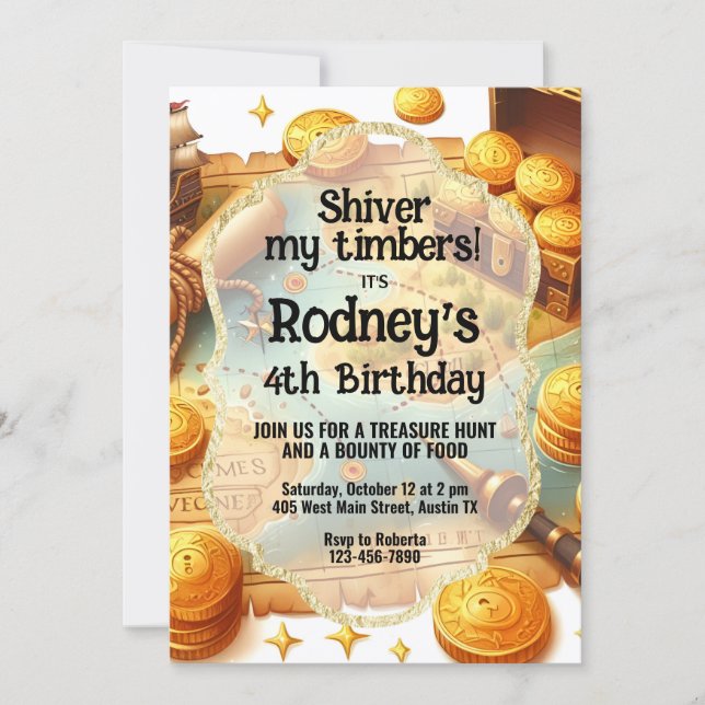 Treasure Hunt Pirate Birthday Invitation (Front)