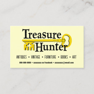 Treasure Hunter gold key vintage antiques Business Card