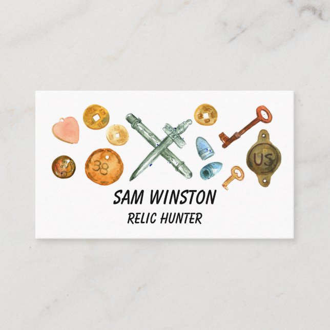 Treasure Hunter Metal Detecting Military Relics Business Card (Front)