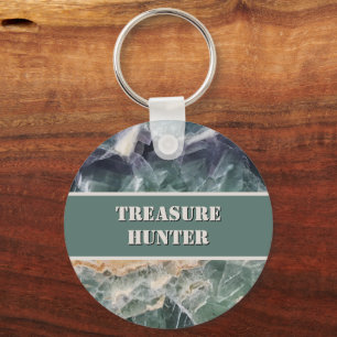 Treasure Hunter Purple Fluorite Gemstone Rockhound Key Ring