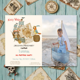 Treasure Hunters Pirate Photo Birthday Invitation
