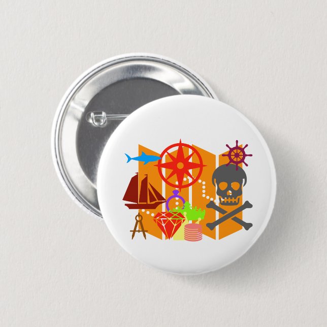 Treasure Hunting Collage 6 Cm Round Badge (Front & Back)