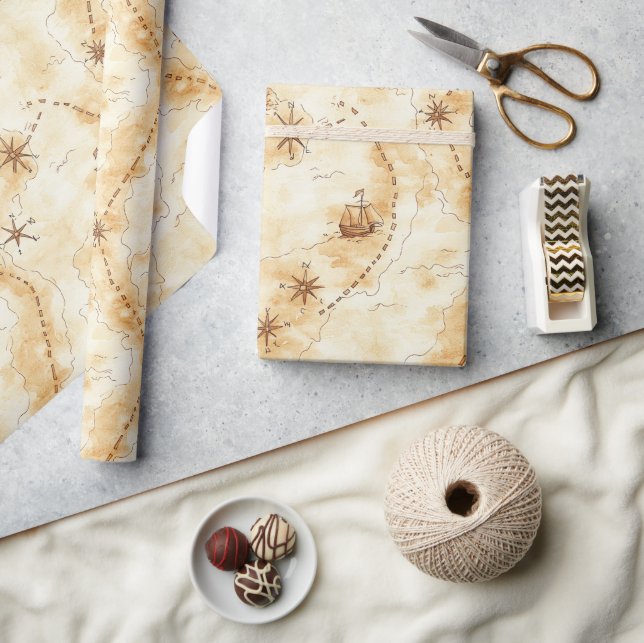 Treasure Island Map Birthday Wrapping Paper (Crafts)