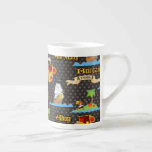 Treasure Island Palm Tree Pirate Flag Raiding Bone China Mug