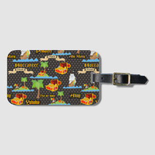 Treasure Island Palm Tree Pirate Flag Raiding Luggage Tag