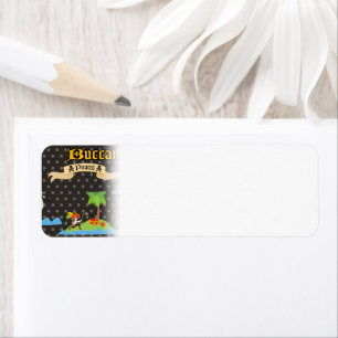 Treasure Island Palm Tree Pirate Flag Raiding Return Address Label